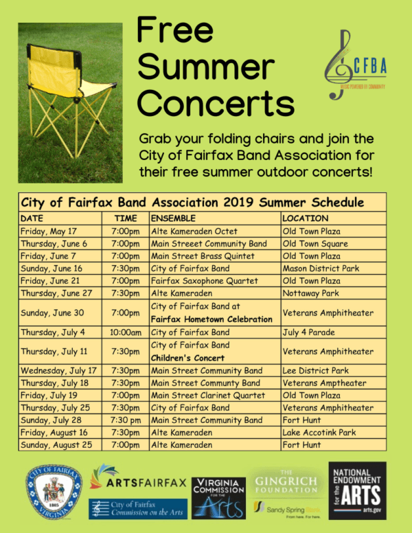 Download Our Summer Concert Schedule - City of Fairfax Band Association